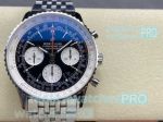 Swiss Breitling Navitimer BLS B01 Chronograph Watch 43 Stainless Steel Black White Dial